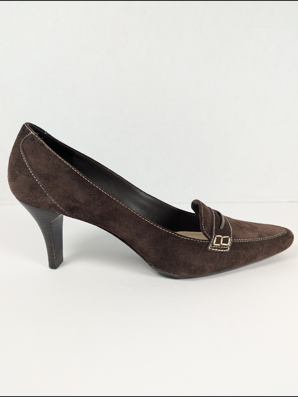 Cole Haan Chocolate Brown Suede 3" Heels Pump Office Fall Winter Women's Size 9 - Picture 4 of 16